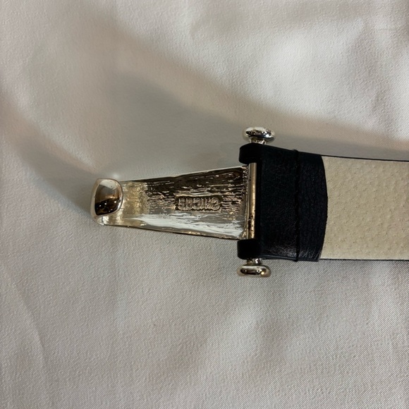 CHICO’S Belt Sz S/M Mixed Metal Interlock Buckle Leatherer Backing - Picture 8 of 10